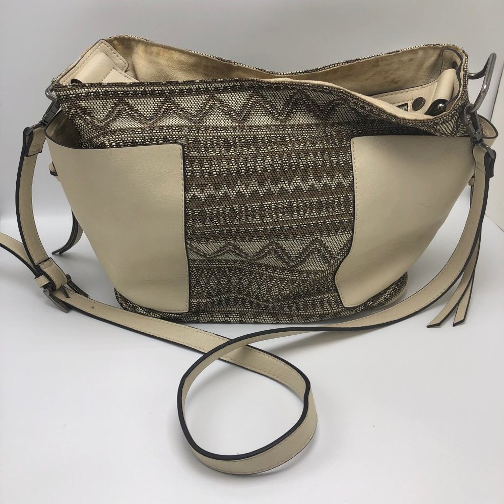 STEVE MADDEN Brown & Tan Cloth Shoulder Purse Bag